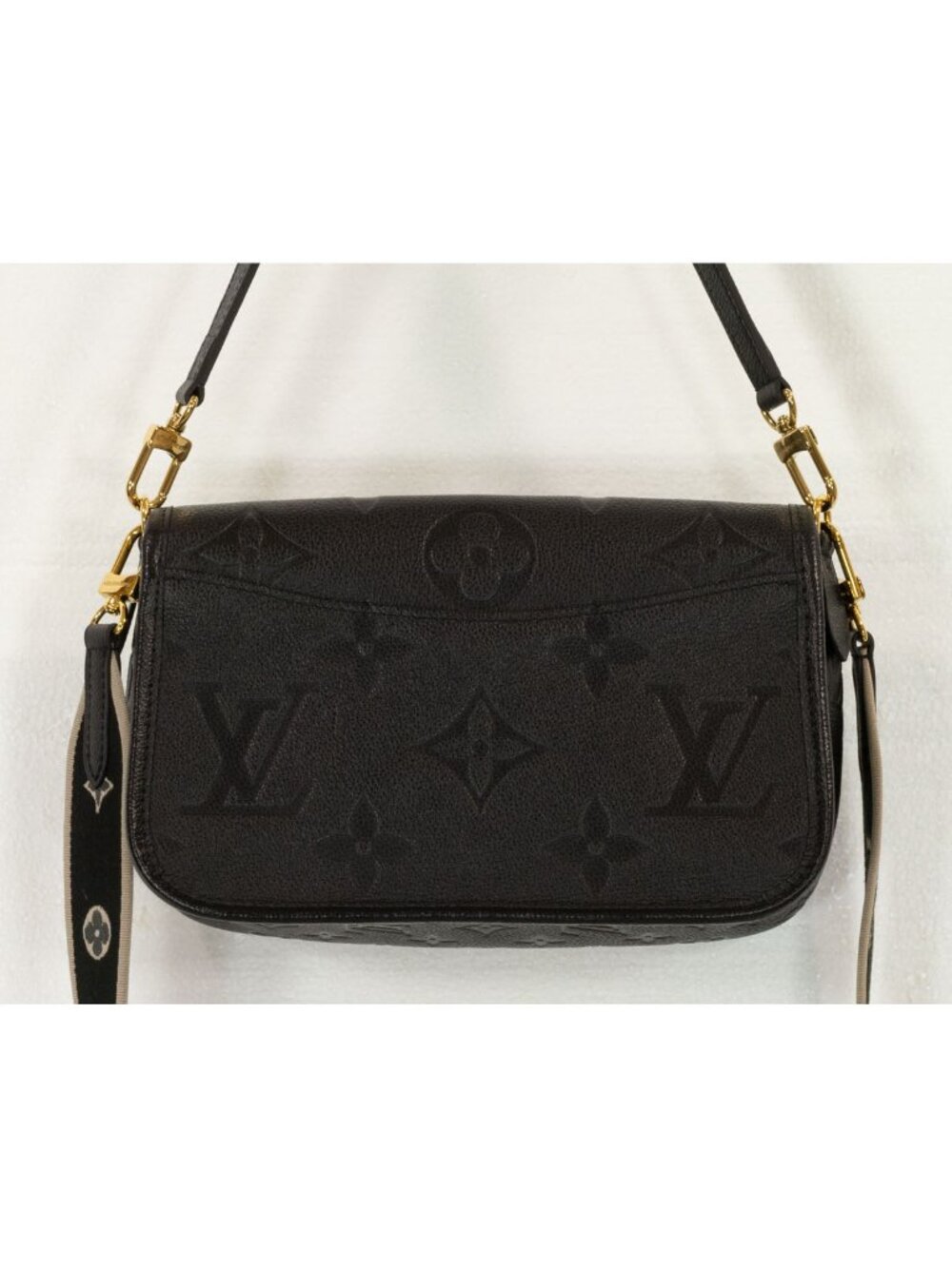$2950 Louis Vuitton “Diane” Black Embossed Monogram Shoulder Bag w/Gold Hardware - Picture 8 of 11